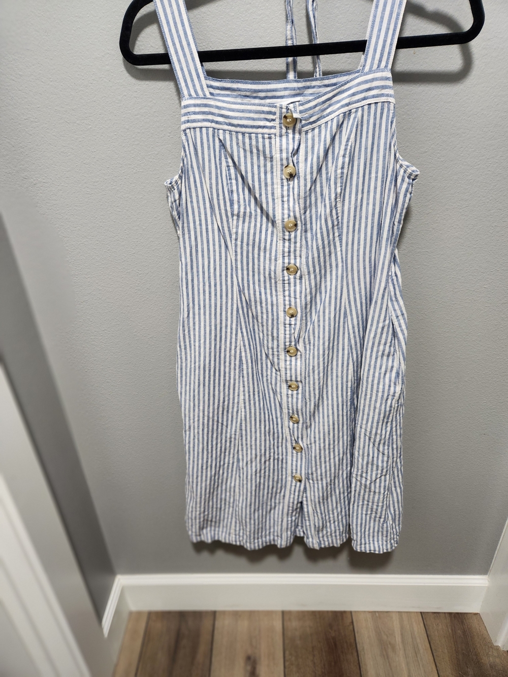 Liz Claiborne Blue and White Striped Button-Front Tank Dress